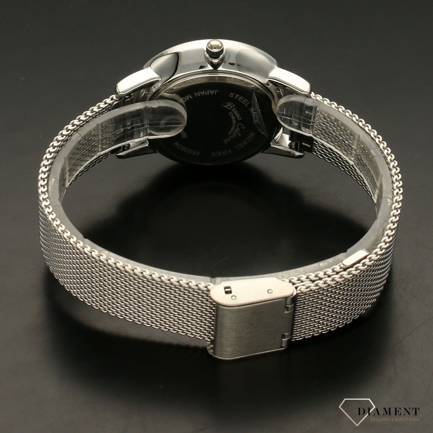 Zegarek damski BRUNO CALVANI BC90533 srebrny brokatowa tarcza.ka. Tarcza zegarka kolorowa. Bransoleta meshowa oraz koperta zegarka w kolorze srebrnym. Idealny pomysł na prezen (4).jpg